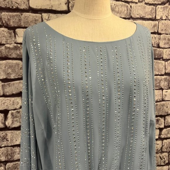 Alfani NWT Blue Studded Fully Lined Blouse Size 24W - Picture 2 of 10